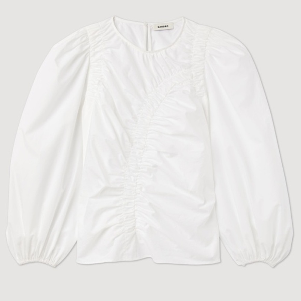 Sandro Paris Puff Sleeve Textured Blouse